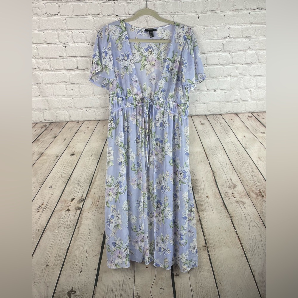 Forever 21 Size Large Cottagecore Fairy Whimsical Sheer Floral Duster Kimono